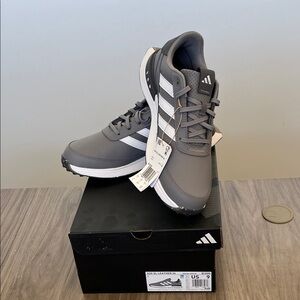 Adidas S2G SL Leather Men's Charcoal and White Spikeless Golf Shoe